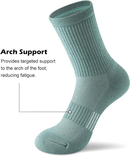 Gonii Women Athletic Crew Socks 5-6 Pairs - Comfort & Cushioned for Running, Hiking, Sports Arch Compression Socks