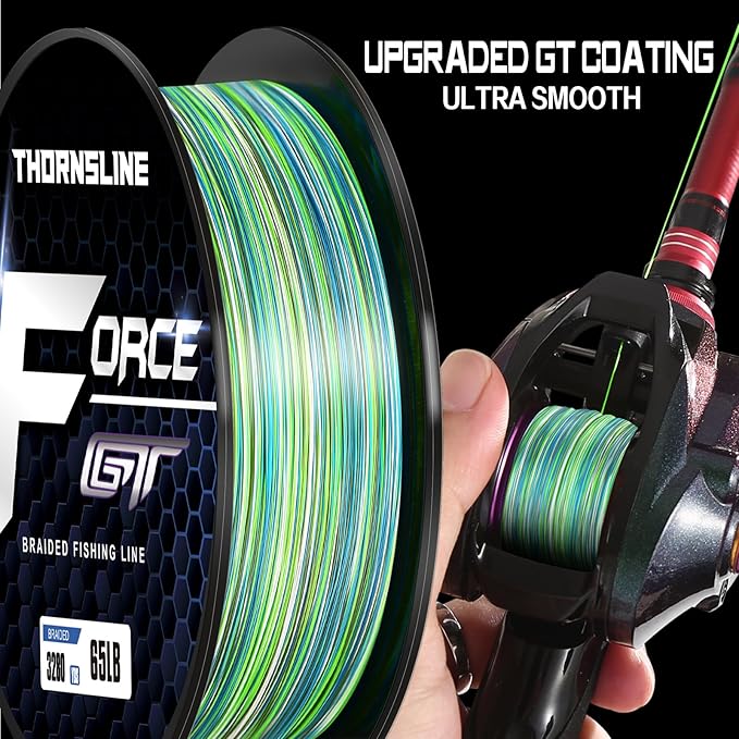 ThonrsLine Force Braided Fishing Line - Incredible Abrasion Resistant Braided Lines for Saltwater or Freshwater - Camo Design Braid for Extra Visibility