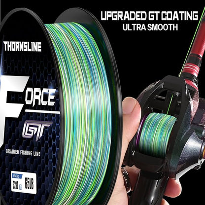 ThonrsLine Force Braided Fishing Line - Incredible Abrasion Resistant Braided Lines for Saltwater or Freshwater - Camo Design Braid for Extra Visibility