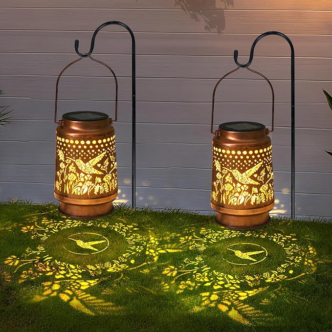 Hummingbird Solar Lantern - Waterproof Hanging Lantern for Outside-Outdoor Decorative Solar Lanterns for Garden, Patio, Backyard, and Porch Perfect Gifts for Women