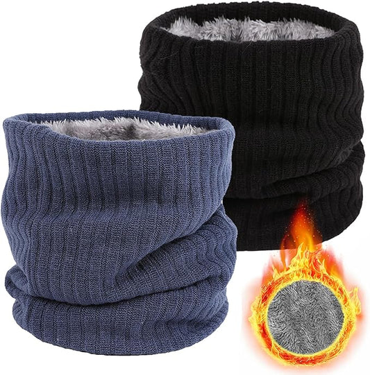 Winter Fleece Neck Warmer Mens Ski Mask Face Warmer Neck Gaiter Neck Scarf Women Thick Windproof 2 Pack