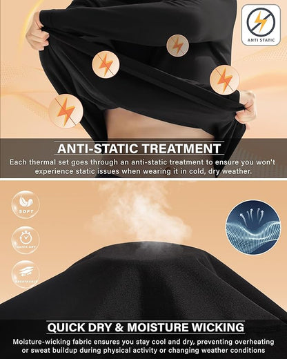 Muezna Men's Thermal Top and Bottom Set Underwear Long Johns Base Layer with Soft Fleece Lined