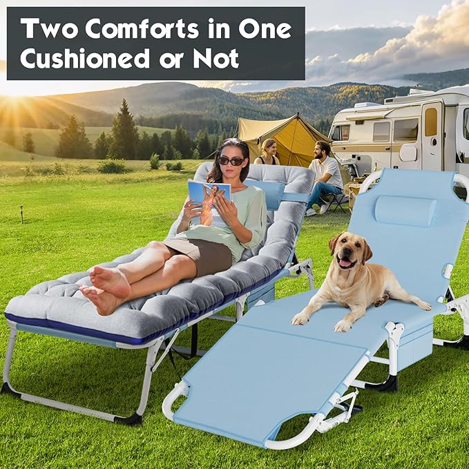 MOPHOTO Tanning Chair, Outdoor Sunbathing Lounge Chair 5-Position, Folding Chaise Lounger, Sun Tanning Lounger with Face Hole, Perfect for Pool Beach Patio