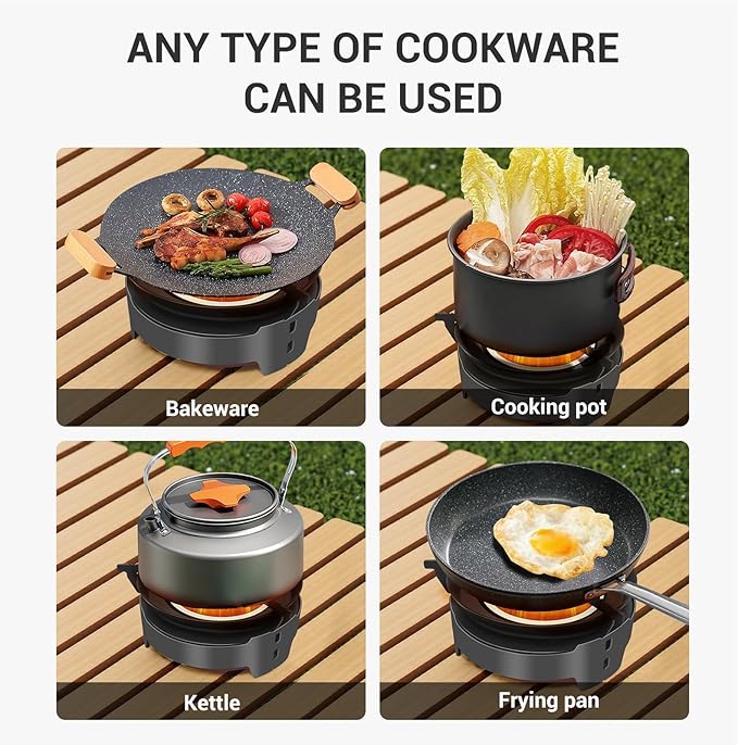 Camping Stove 3600W Portable Backpacking Stove with Piezo Ignition, Fuel Canister Adapter Windproof Gas Stove for Camping Hiking Outdoor Cooking