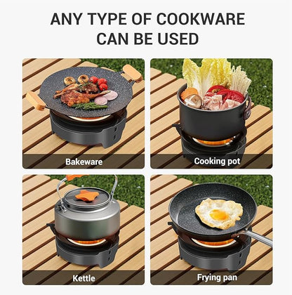 Camping Stove 3600W Portable Backpacking Stove with Piezo Ignition, Fuel Canister Adapter Windproof Gas Stove for Camping Hiking Outdoor Cooking