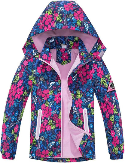 MGEOY Boys Girls Rain Jackets Lightweight Waterproof Hooded Raincoats Windbreakers for Kids 4-14Y