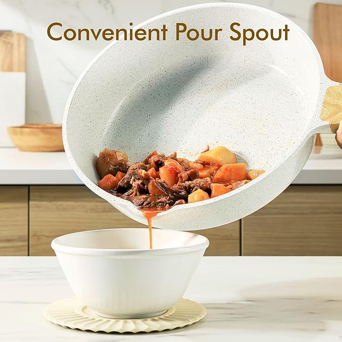 SENSARTE Nonstick Ceramic Cookware Set 13-Piece, Healthy Pots and Pans Set, Non-toxic Kitchen Cooking Set with Stay-Cool Handles, Silicone Tools and Pot Protectors, PFAS and PFOA Free