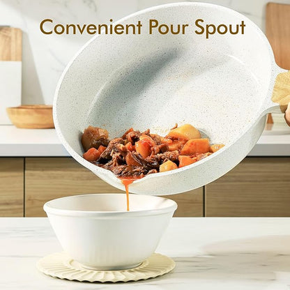 SENSARTE Nonstick Ceramic Cookware Set 13-Piece, Healthy Pots and Pans Set, Non-toxic Kitchen Cooking Set with Stay-Cool Handles, Silicone Tools and Pot Protectors, PFAS and PFOA Free