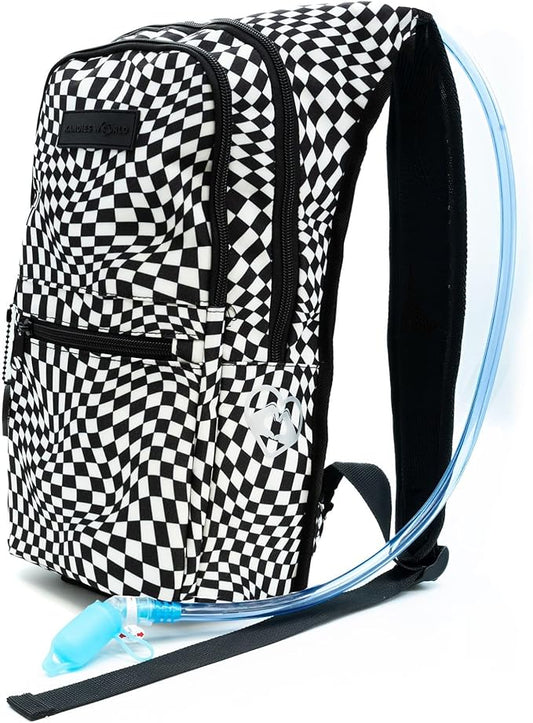 Kandies World Reflective Festival Hydration Pack - 2L Water Bladder for Raves, Hiking, Biking, Running, and More (with Anti-Theft Pocket)