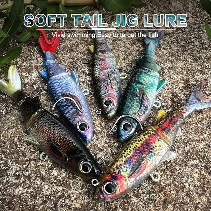 Fishing Soft Plastic Lures - Pre-Rigged Soft Fishing Lures - Great Action Swimbaits with Spinner - Fishing Gear for Bass Trout Walleye, Crappie Fishing Jigs Bait