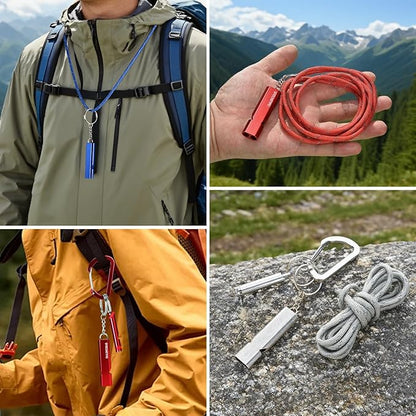 Emergency Whistle Set – 6 Aluminum Whistles, 3 Paracord Lanyards, 3 Carabiners for Camping, Hiking, Fishing, Hunting & Survival. Loud Safety Rescue Signaling for Marine Boat Lifeguard