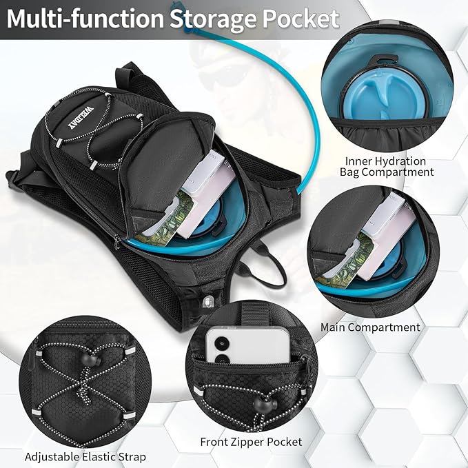 Hydration Backpack with 2L Water Bladder, Lightweight Hydro Pack for Cycling, Running, Hiking, Climbing