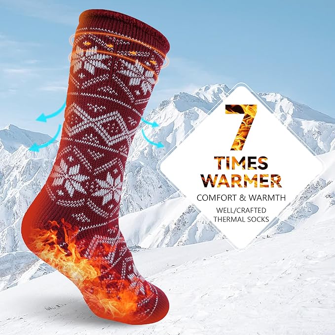 Sunew Warm Thermal Socks 4 Pack, Mens Womens Winter Heated Outdoor Skiing Thermal Socks