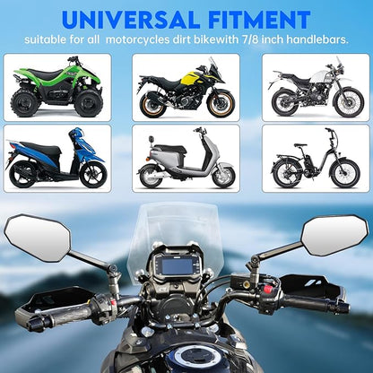Motorcycle Mirrors for Handlebars, ATV Mirrors Featuring a Phone Mount Interface, Anti-impact/explosion/glare,HD,Compatible with Motorcycle (Suzuki,Yamaha,Honda,Kawasaki),Mopeds,Electric Bike
