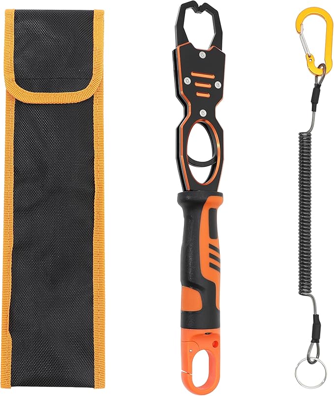 Fish Lip Gripper - 12.4" Aluminum Alloy Fish Grabber, Corrosion-Resistant Fish Holder for Saltwater, Max. 40lbs Scale with Non-retraction Jaws, Fishing Gear