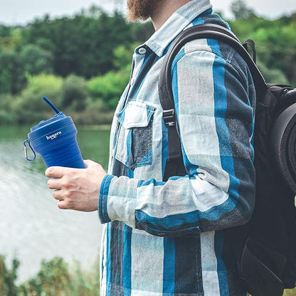 HANARA Collapsible Cup with Reusable Straw – 18 Oz (550 Ml), Portable Travel Mug, BPA-Free, Leak-Proof, Microwave & Dishwasher Safe, Multi-Purpose for Hot & Cold Drinks – Pink