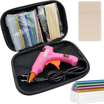 Glue Gun, Hot Glue Gun with 30 Glue Sticks and 10 Wood Craft Sticks, Mini Hot Melt Glue Gun Kit with Carrying Case for Crafts, DIY Arts, Sealing, Home Repairs