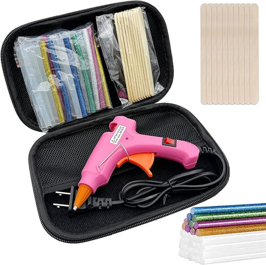 Glue Gun, Hot Glue Gun with 30 Glue Sticks and 10 Wood Craft Sticks, Mini Hot Melt Glue Gun Kit with Carrying Case for Crafts, DIY Arts, Sealing, Home Repairs