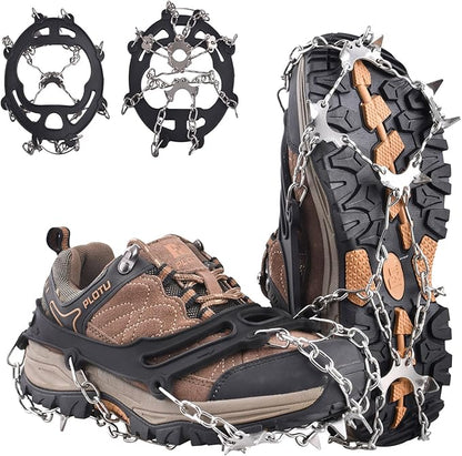 Azarxis Walk Traction Ice Snow Cleat Treads Grips Grippers Crampons Creepers with 19 Spikes for Shoes Boots Men Women Walking Climbing Hiking Fishing Heavy Duty Anti Slip Stainless Steel