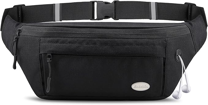 Entchin Fanny Pack for Women Men,Crossbody Belt Bag with 4-Zipper Pockets,Adjustable Waist Bag Pack,One of the Most Popular Travel Essential Gifts for Walking,Traveling,Cycling
