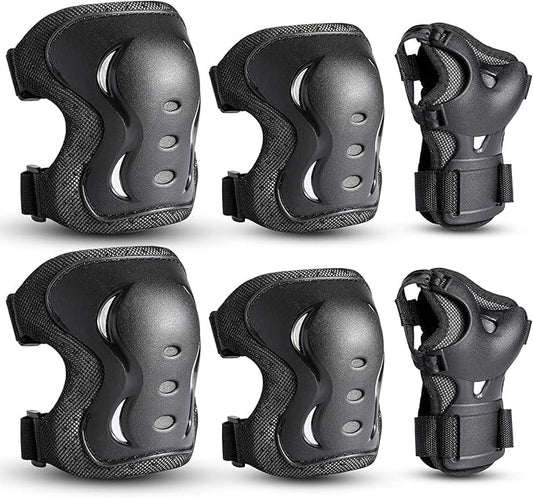 Kids/Youth/Adult Knee Pads Elbow Pads with Wrist Guards Protective Gear Set 6 Pack for Roller Skating Skateboard Cycling Skating Bike Scooter Riding Sports
