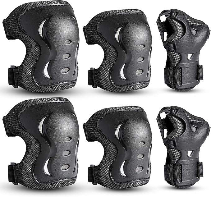 Kids/Youth/Adult Knee Pads Elbow Pads with Wrist Guards Protective Gear Set 6 Pack for Roller Skating Skateboard Cycling Skating Bike Scooter Riding Sports