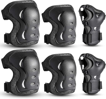 Kids/Youth/Adult Knee Pads Elbow Pads with Wrist Guards Protective Gear Set 6 Pack for Roller Skating Skateboard Cycling Skating Bike Scooter Riding Sports