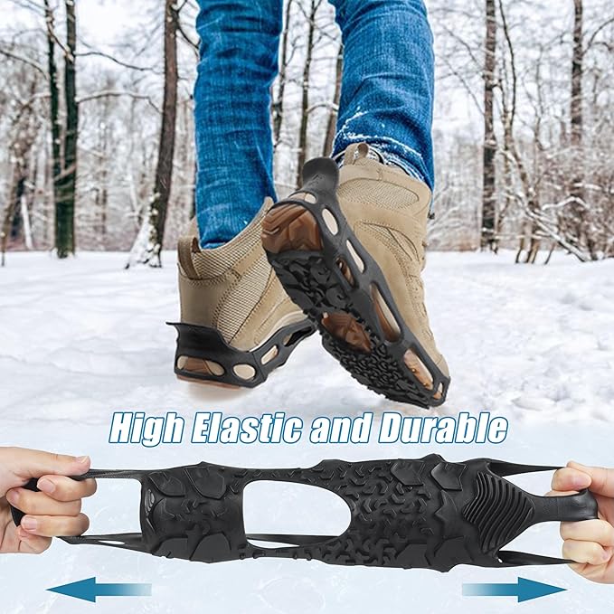 Spikeless Ice Cleats for Boots and Shoes Slip On Traction Cleats Crampons Traction Devices Aids Rubber Footwear for Snow and Ice Winter Walking Indoor Outdoor Men Women