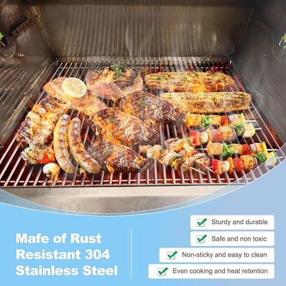 18.7" SUS304 9MM Cooking Grates for Weber Genesis II 400 and Genesis II LX 400, Genesis II/LX E410 E415 E435 E440 S410 S415 S435 S440 Series Grills, 3 Packs Grill Grate Parts for Weber 66089