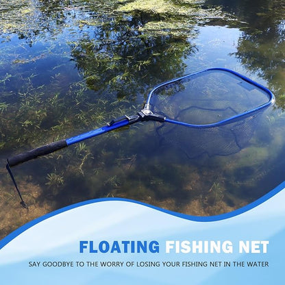 Floating Fishing Net Fish Landing Net, Fishing Nets for Fish, Kayak Fishing Net with Third-gen Upgrade Locking Switch - Lightweight Rubber Coated Fish Net for Easy Catch & Release