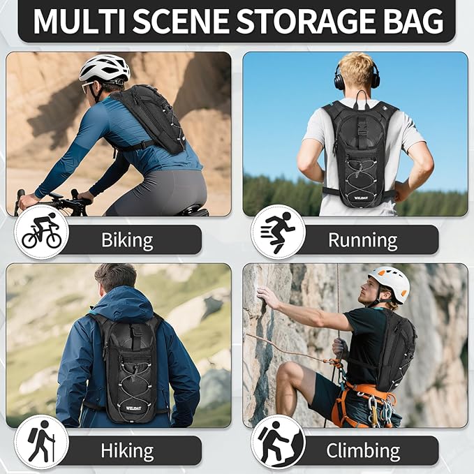 Hydration Backpack with 2L Water Bladder, Lightweight Hydro Pack for Cycling, Running, Hiking, Climbing