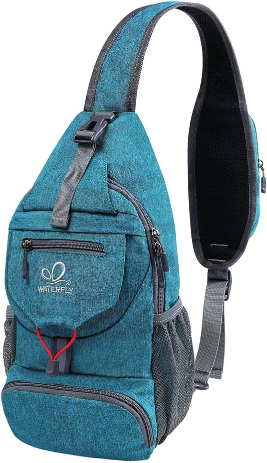 WATERFLY Packable Small Crossbody Sling Backpack Shoulder Chest Bag Daypack for Hiking Traveling