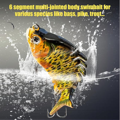 Multi Jointed Swimbait Saltwater Fishing Lures with Sharp Treble Hooks, Bass Fishing Lures Walleye Trout, Lifelike Slow Sinking Fish Bait Lures Kit Freshwater