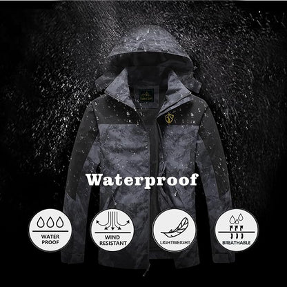 GIISAM Rain Jacket for Men, Mens Waterproof Raincoat Lightweight Rain Jackets Outdoor Rain Coat Windbreaker with Hood