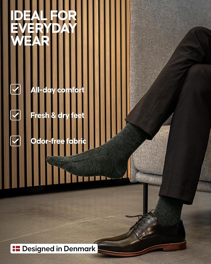 DANISH ENDURANCE Hiking Socks, Lightweight, Merino Wool Socks for Men & Women, Moisture Wicking & Thermal, 1 or 5 Pack
