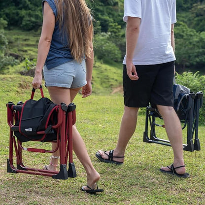 SUNNYFEEL Camping Directors Chair Set of 2 Aluminum Oversized Portable Folding Chair with Side Pocket and Adjustable Side Table for Beach, Fishing, Trip, Picnic, Lawn, Outdoor Foldable Camp Chairs