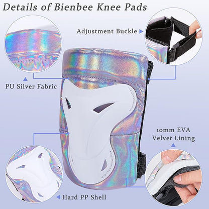 Bienbee Knee Pads for Men, Knee Pads Wrist Guard Knee and Elbow Pads Adult Protective Gear Set for Skateboard, Roller Skating, for Women Men Youth Adult Kids