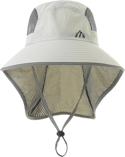 UV Sun Protection Hat Women Foldable Neck Flap Wide Brim Fishing Hat with Ponytail Hole for Women