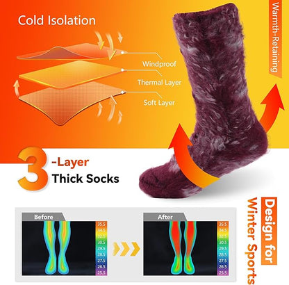 Sunew Warm Thermal Socks 4 Pack, Mens Womens Winter Heated Outdoor Skiing Thermal Socks