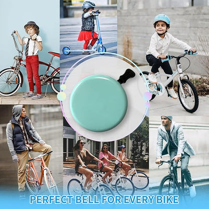 TCBIERO 95dB Bike Bell for Cruisers | 4 Colors (Black/White/Water Green/Pink) | Rust-Proof All-Ages Design | Loud Ring Ring Sound Alarm