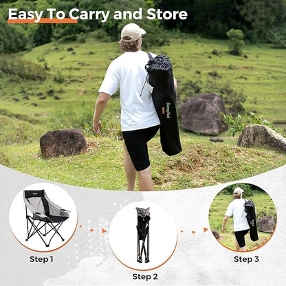 SUNNYFEEL Lightweight Oversized Camping Chairs for Adults Portable Folding Chair with Side Pockets & Cup Holde for Beach,Fishing,Trip,Picnic,Lawn,Concert Outdoor, Carry Bag Included