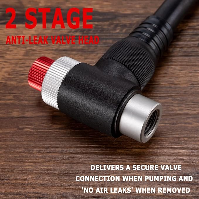 Shock Pump for Mountain, Road Bikes and Motorcycle - 300 Psi High Pressure for Front Fork and Rear Suspension Air Shocks Pump with Gauge -Portable Mini Pump with Air Bleed Button