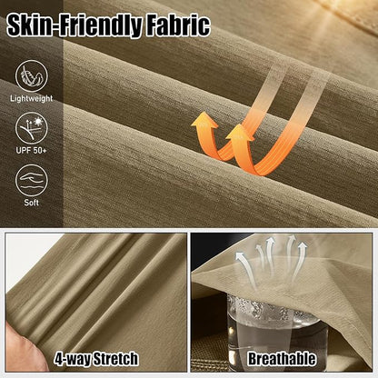 Mens Hiking Convertible Pants Quick Dry Waterproof Zip Off Lightweight Cargo Safari Fishing Work Pants Trousers with Belt