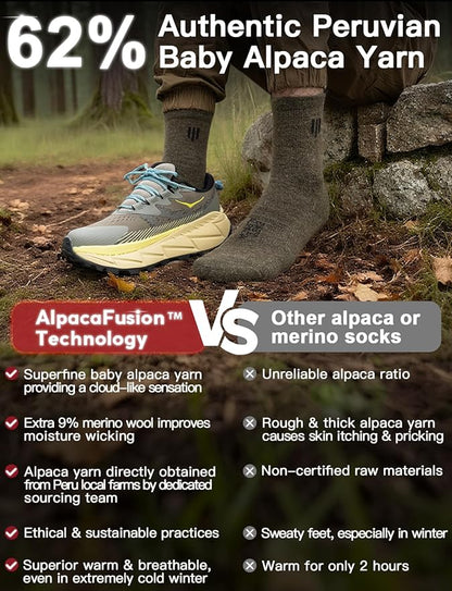 Alpaca Wool Micro Crew Hiking Socks Midweight Moisture Wicking Anti-blister Cushioned