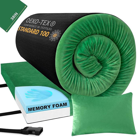 Sleeping Pad,3-inch Thick Memory Foam Camping Mattress,Portable Roll-Up Mat for Car/Tent/Floor/Cot/Travel,Comfortable Pad for Guests Sleepover