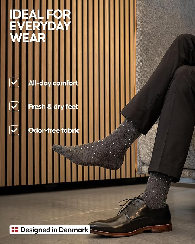 DANISH ENDURANCE Hiking Socks, Lightweight, Merino Wool Socks for Men & Women, Moisture Wicking & Thermal, 1 or 5 Pack