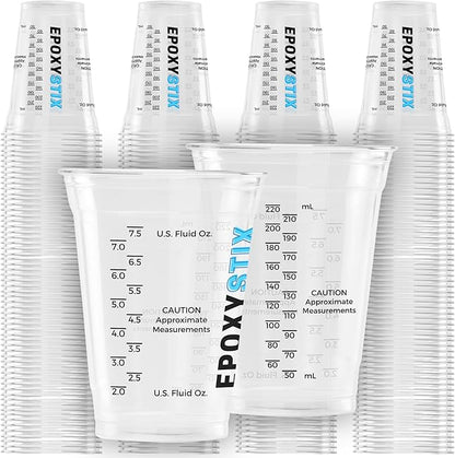 [Pack of 250] 10oz Disposable Measuring Cups for Mixing Epoxy Resin - Measurements in mL and Oz - Multipurpose Reusable Paint, Epoxy, Stain, Liquid Mixing Cups