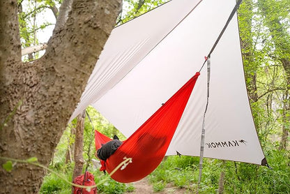 KAMMOK: Roo Single Ultra Light Hammock | Strong & 100% Recycled Fabric | Water Resistant, Ripstop Fabric | Comfortable, Packable, Lightweight (Adventure Grade, Ember Orange