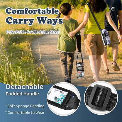 Nuovoware Water Bottle Carrier Bag,25oz/40oz/64oz Bottle Pouch Holder,Adjustable Shoulder Hand Strap 2 Pocket Sling Neoprene Sleeve Sports Accessories for Hiking Travelling Camping