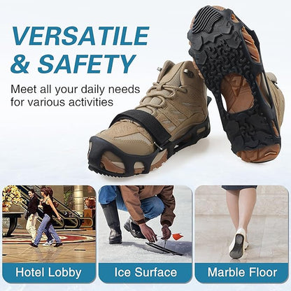 Spikeless Ice Cleats for Boots and Shoes Slip On Traction Cleats Crampons Traction Devices Aids Rubber Footwear for Snow and Ice Winter Walking Indoor Outdoor Men Women